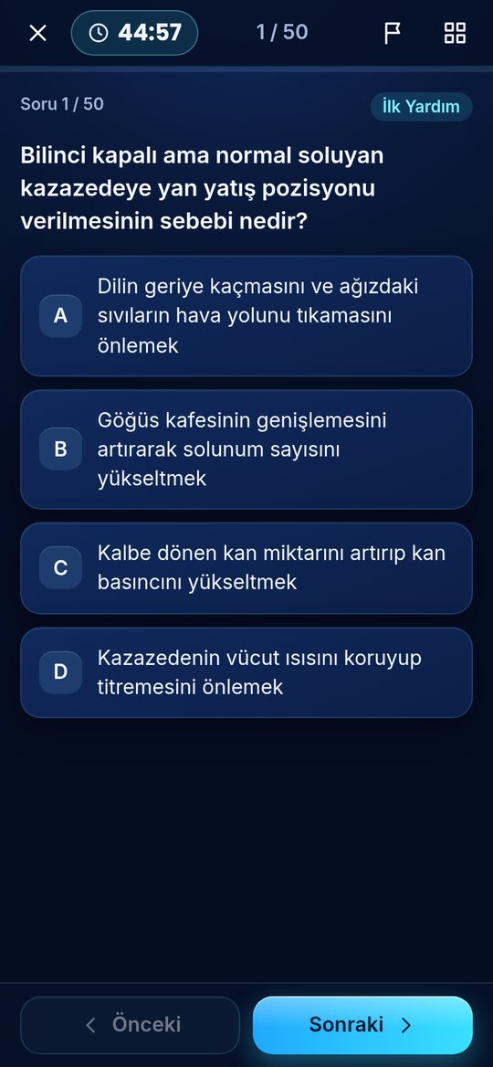 e-Sınav ekranı