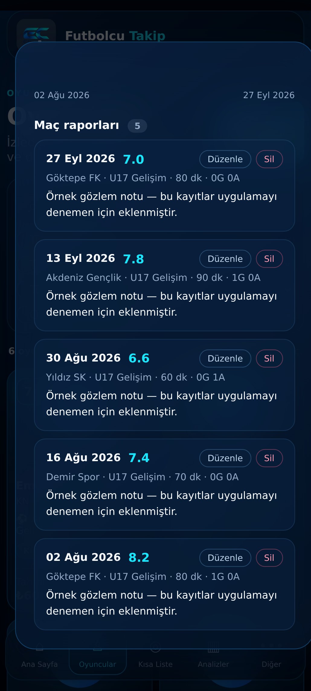 Maç raporları
