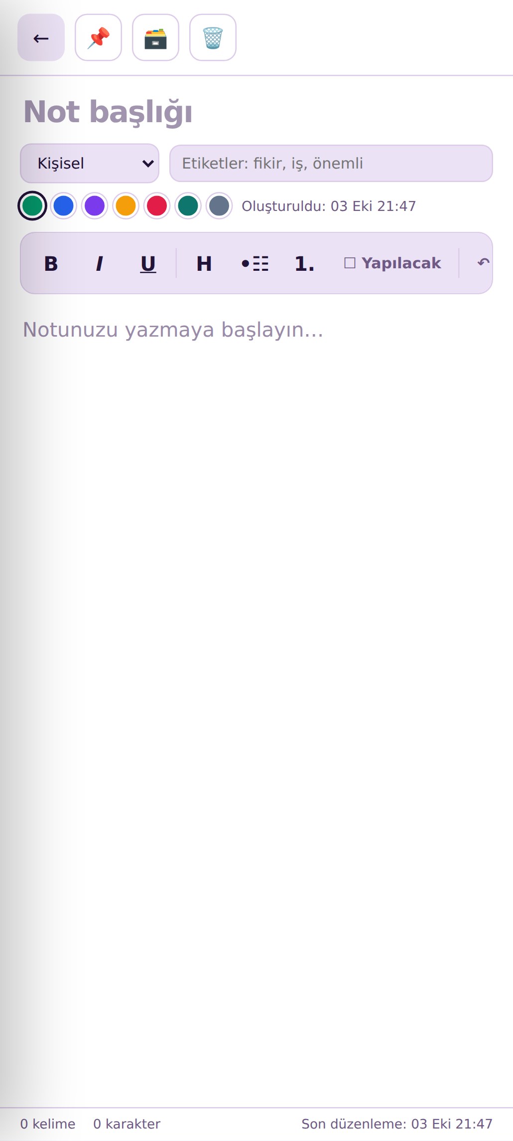 Yeni not