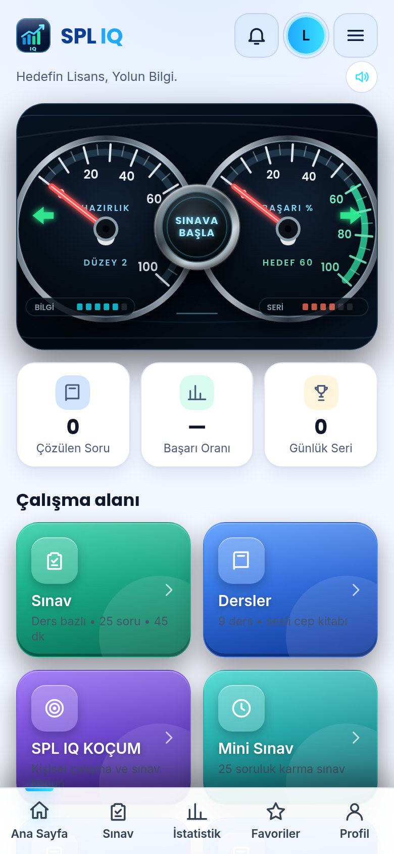 SPL IQ Düzey 2 ana ekranı