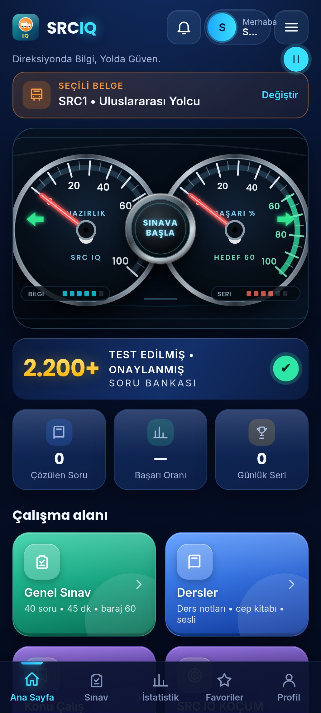 SRC IQ ana ekranı